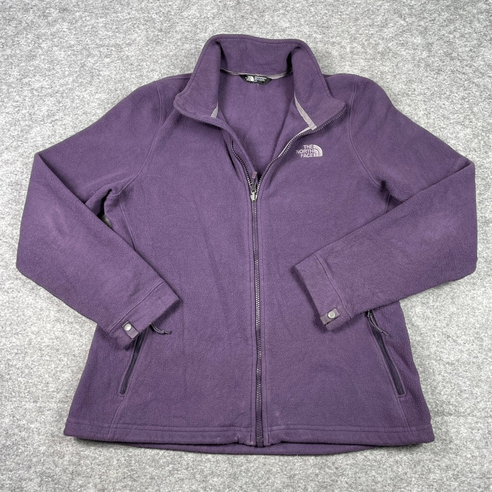 The North Face Fleece Jacket Womens L Purple TKA 100 Full Zip Mock Neck Outdoor